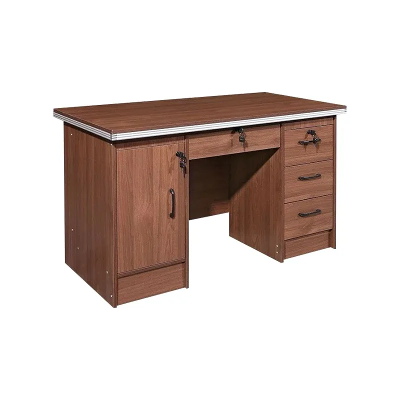 مكتب إداري خشبي MDF مع هيكل صلب مقوى مقاس 140×70 سم لون بني داكن ورمادي (نسخة)